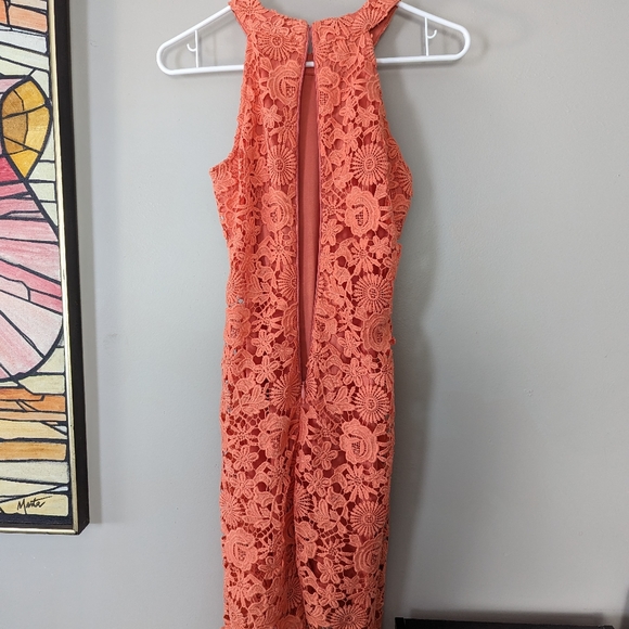 Lulu's Love Poem Coral Orange Lace Mini Dress - Picture 3 of 5